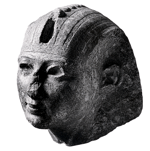 Grijs granieten hoofd uit Tanis, universiteits musem van Philadelphia 