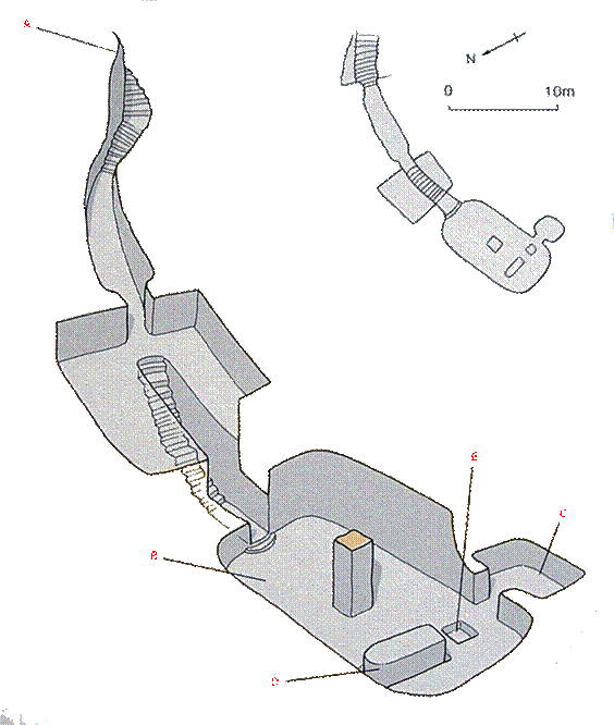 Vallei der koningen - schematische weergave van KV38 graftombe van Thoetmoses I - 18de d ynastie