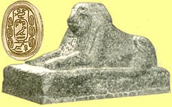 Sphinx en zegel met de naam van Chajan