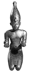 Bronzen stanbeeld, voorstellend de koning knielend tijdens het offeren, British Museum